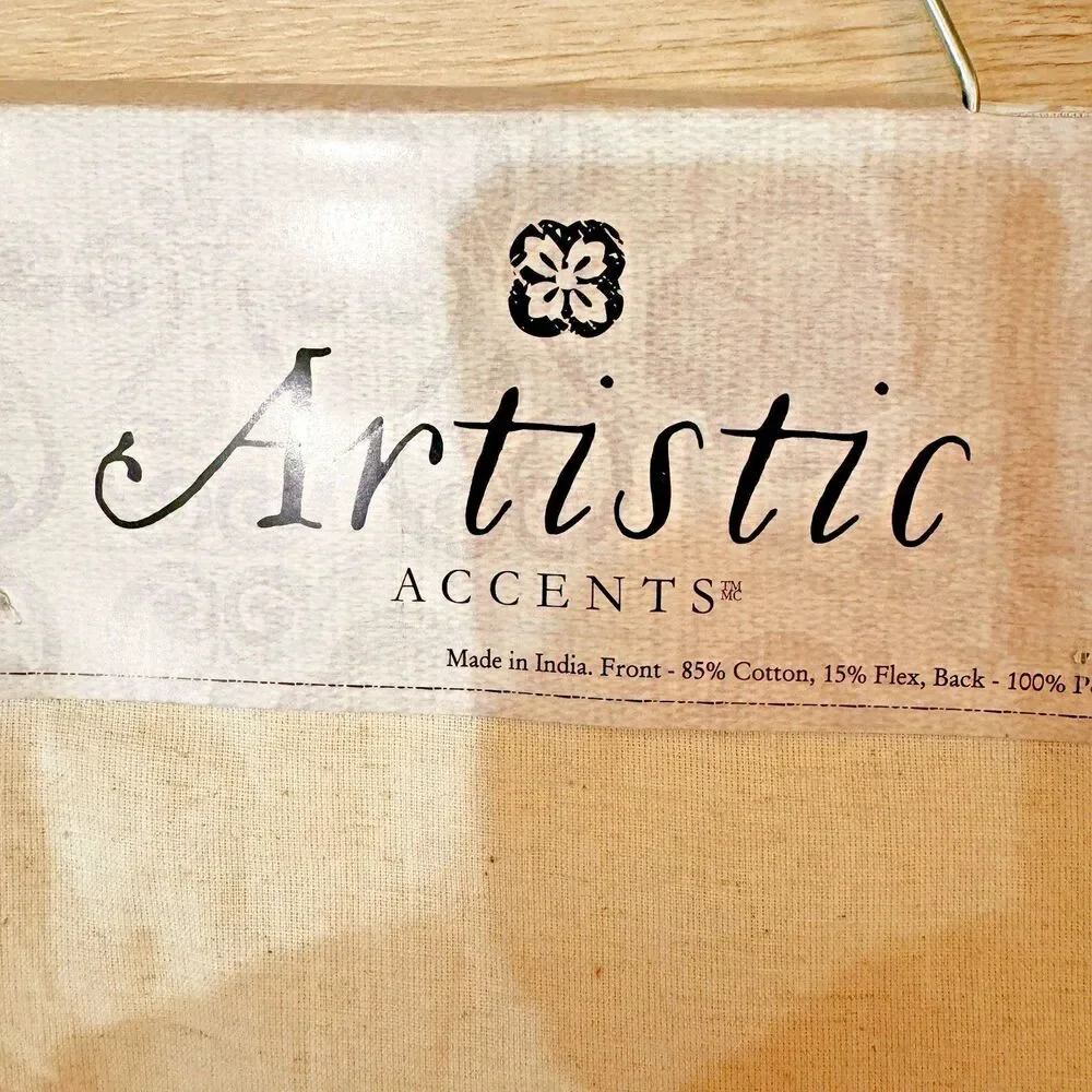 Artistic Embroidered Table Runner‎ Beige Raised Flowers White & Blue 18” X 72''
